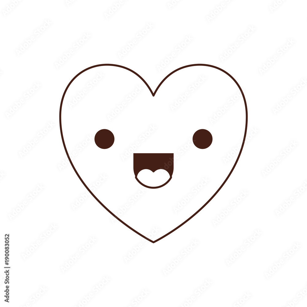 heart kawaii in jolly expression in brown contour vector illustration heart kawaii in jolly expression in brown contour vector illustration