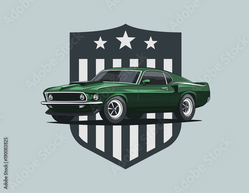 Classic muscle car print design.