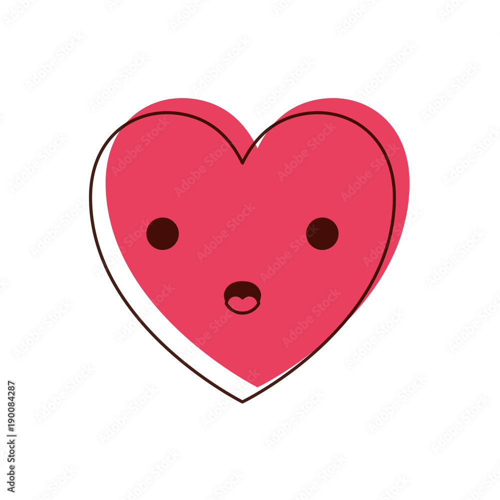 heart kawaii in surprised expression in watercolor silhouette vector illustration heart kawaii in surprised expression in watercolor silhouette vector illustration