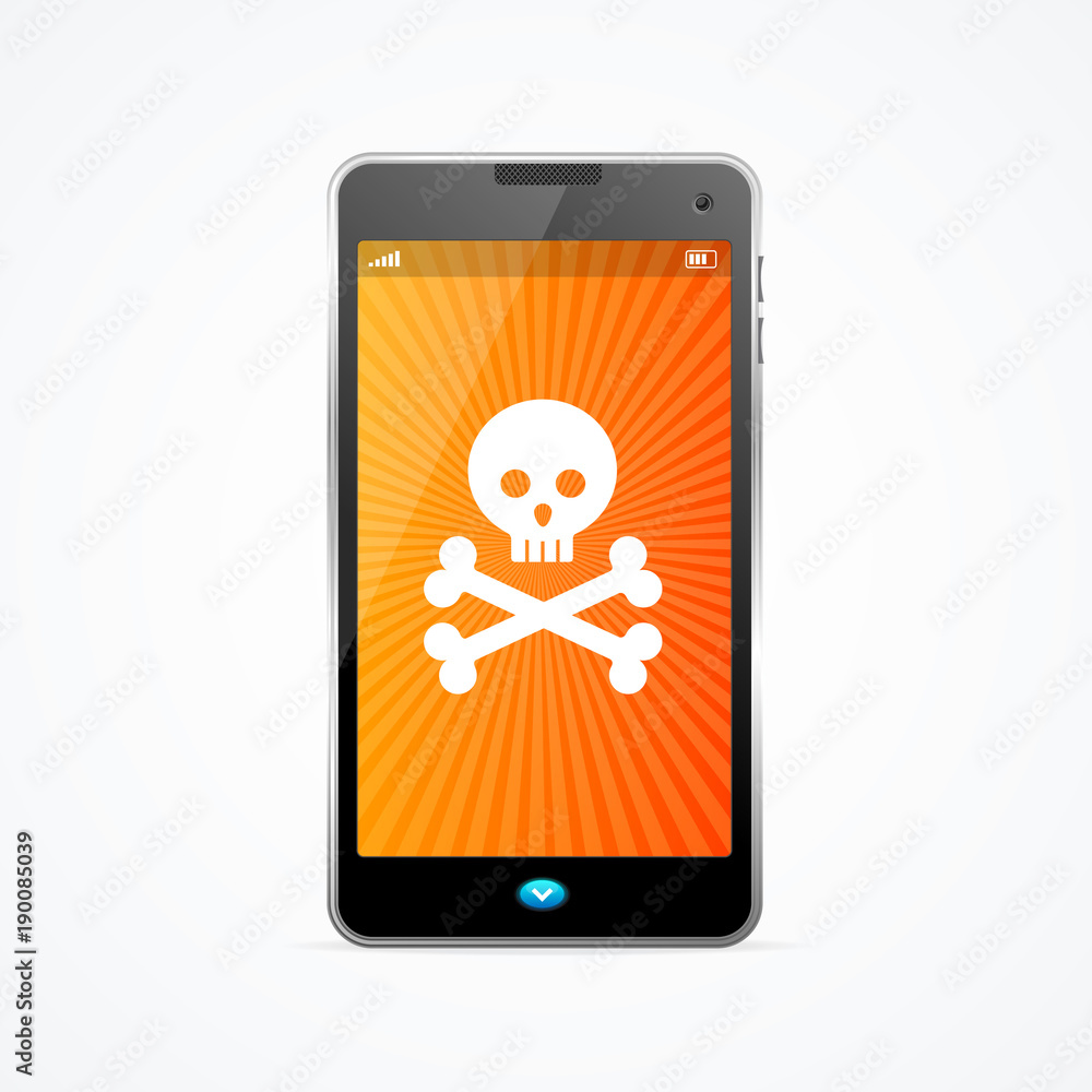 Mobile Phone Hack Crash Attack Software Concept. Vector Векторный объект  Stock | Adobe Stock