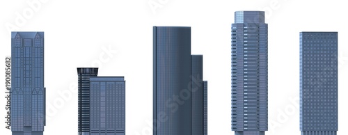 Skyscrapers 3D Illustration isolated on white background