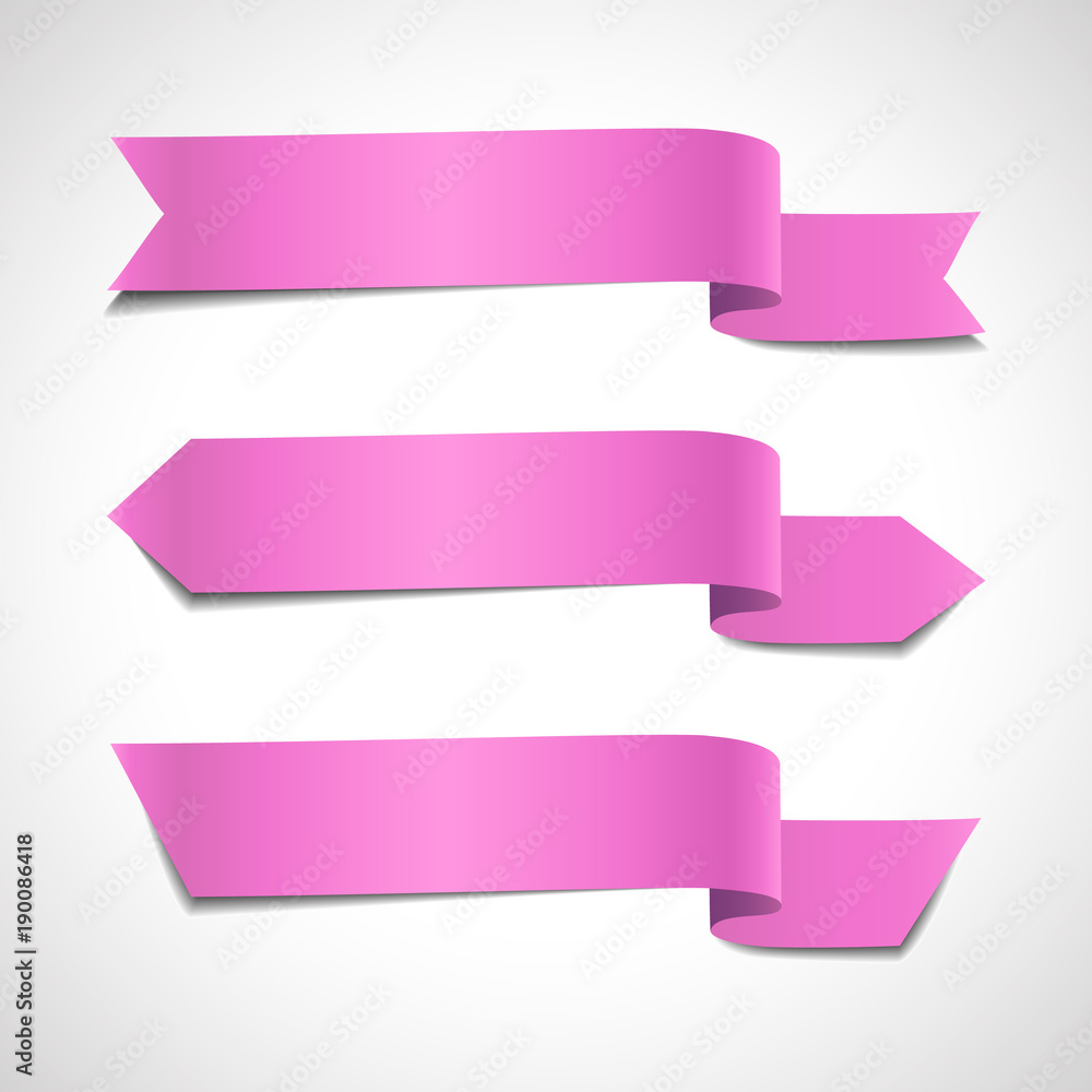 Set of decorative banners. Pink ribbons arrow vector icons collection Set of decorative banners. Pink ribbons arrow vector icons collection