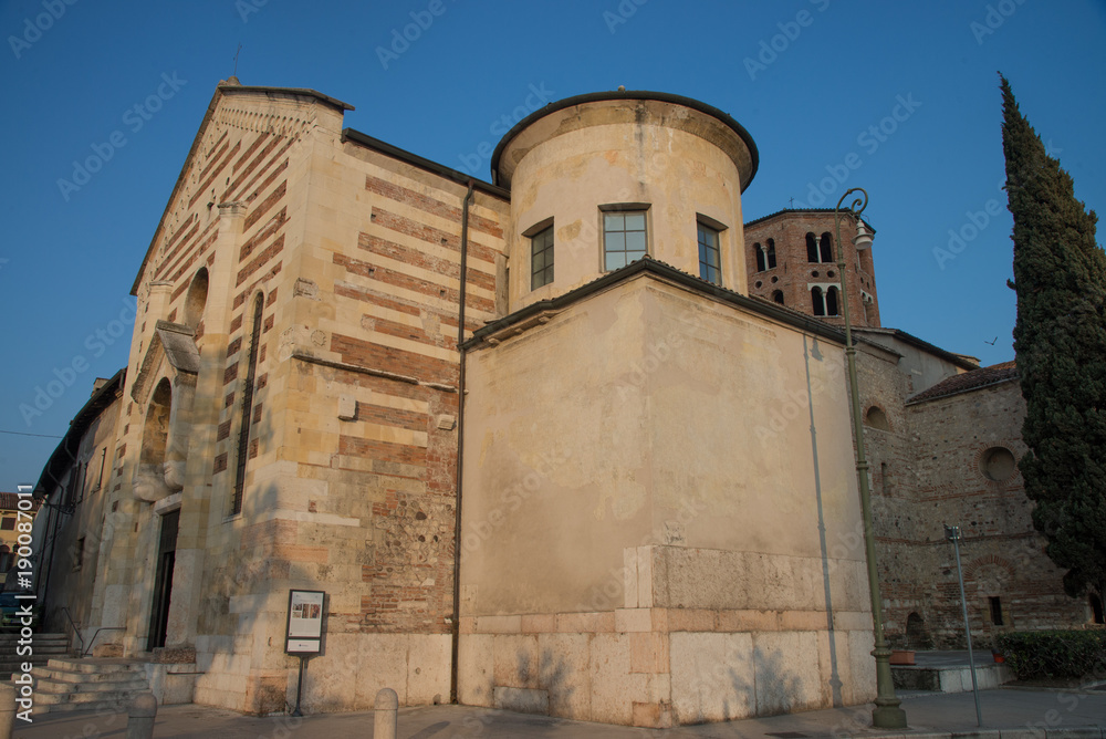 View of the Church of Santo Stefano and its lantern, Verona ,Veneto. Italy, 12th century.
