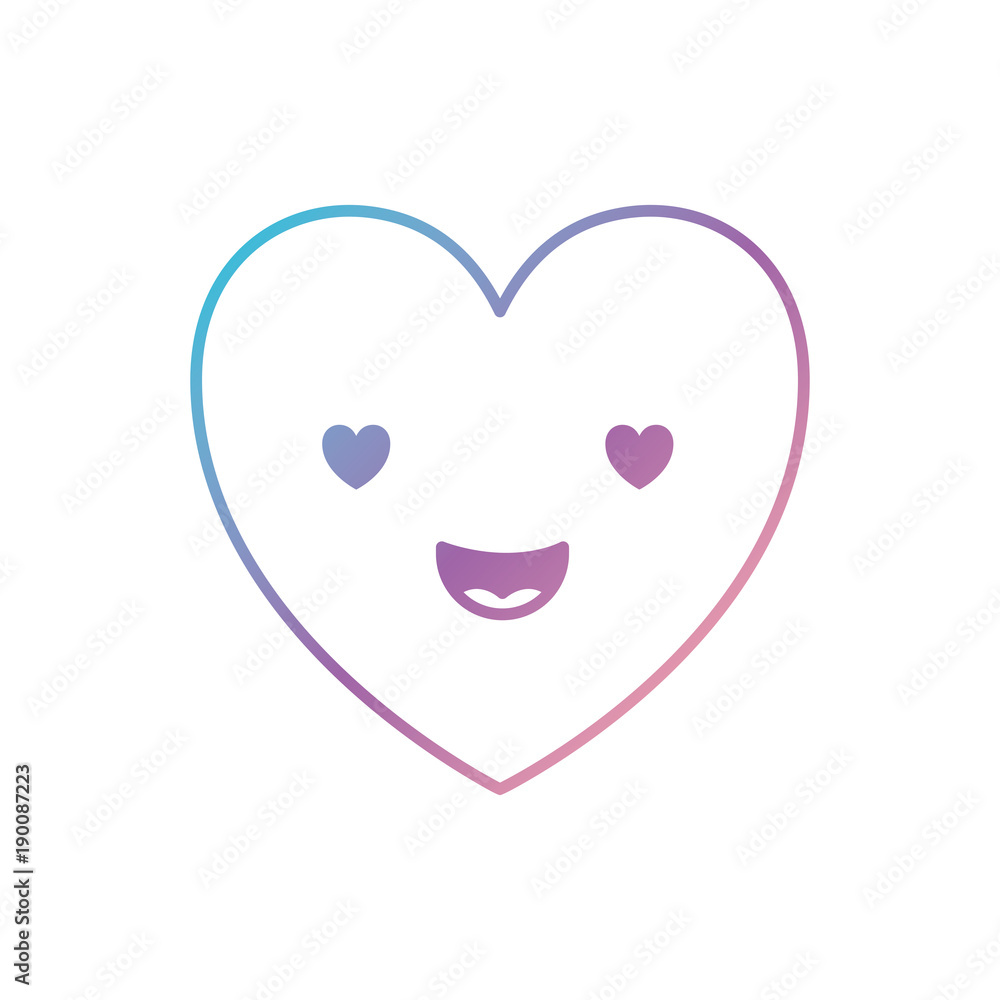 heart kawaii in enamored expression in degraded blue to purple color contour vector illustration heart kawaii in enamored expression in degraded blue to purple color contour vector illustration