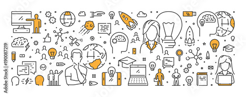 Vector line web banner for brainstorming
