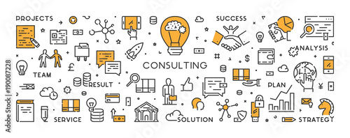 Vector line banner and concept for consulting photo