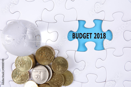 BUDGET 2018 CONCEPT: Missing piece of puzzle on white background