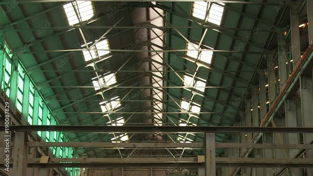 A worm eyes view shot of a ceiling of a warehouse A worm eyes view shot of a ceiling of a warehouse
