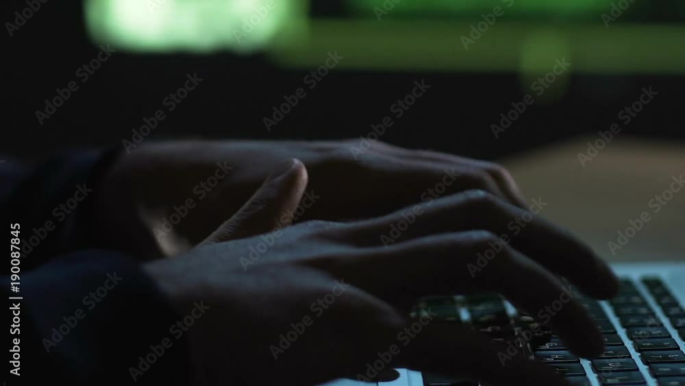 Coder writing program and pressing enter button, waiting for launch into network Coder writing program and pressing enter button, waiting for launch into network