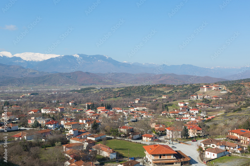 Panorama of Kalambaka in Meteora region, Greece