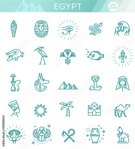 Egypt icons and design elements isolated.