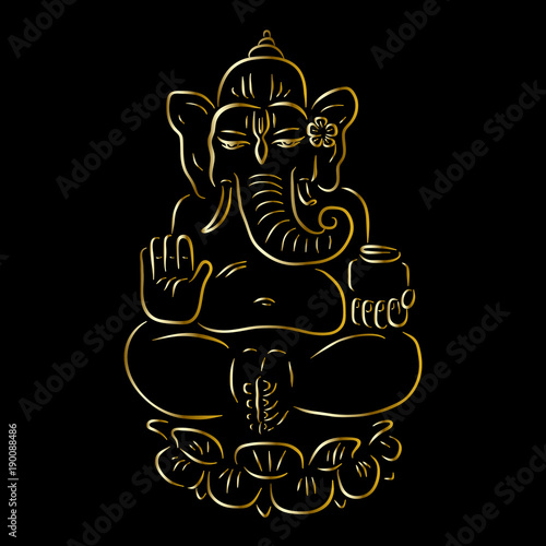Golden Ganapati Meditation in lotus pose
