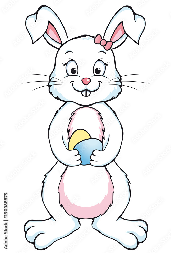 Fototapeta premium Cute Easter Bunny Girl z ikoną pisanki
