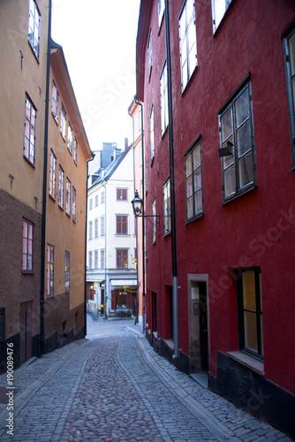 Narrow street in old town of Stockholm