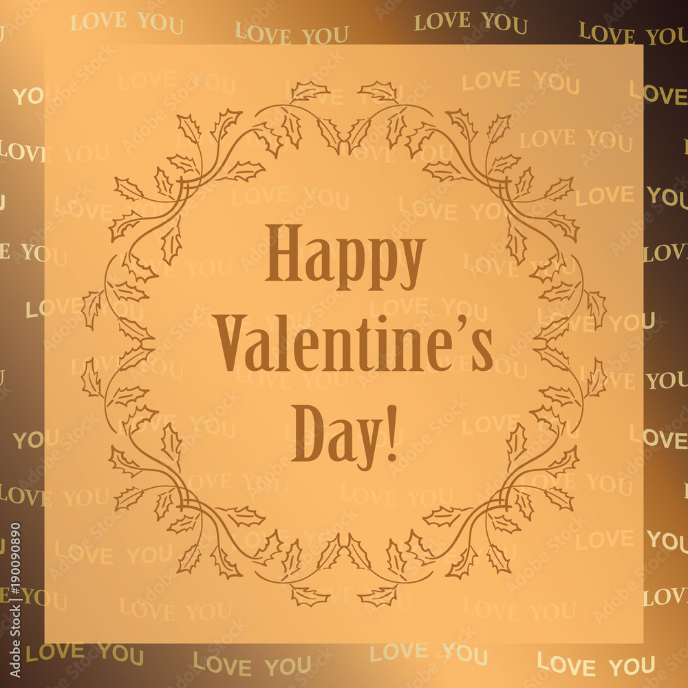 gold ornamental vector background - happy valentines day