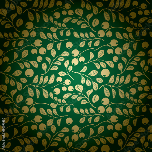gold and green vector background - floral pattern