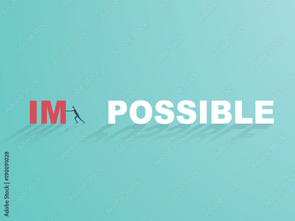 Fototapeta premium Business challenge concept vector. Businessman changing impossible to possible.