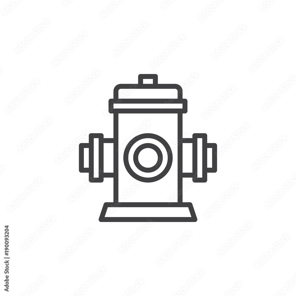 Fire fighting hydrant line icon, outline vector sign, linear style pictogram isolated on white. Fire safety symbol, logo illustration. Editable stroke