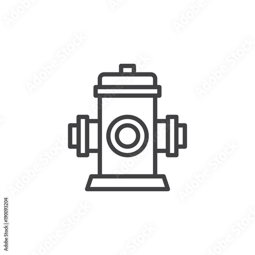 Fire fighting hydrant line icon, outline vector sign, linear style pictogram isolated on white. Fire safety symbol, logo illustration. Editable stroke