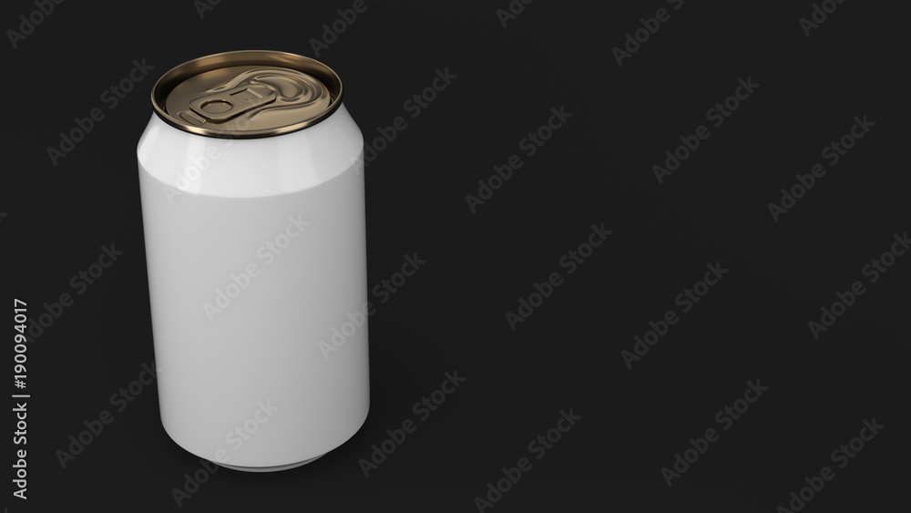 Blank small white and gold aluminium soda can mockup on black background Blank small white and gold aluminium soda can mockup on black background