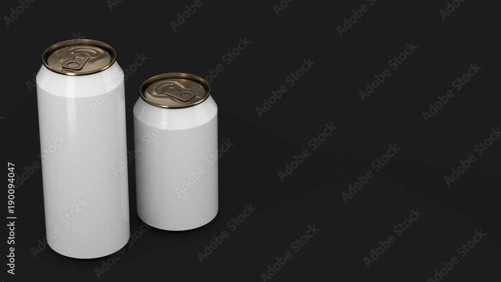 Big and small white and gold soda cans mockup Big and small white and gold soda cans mockup