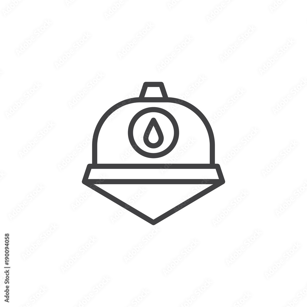 Fireman helmet line icon, outline vector sign, linear style pictogram isolated on white. Symbol, logo illustration. Editable stroke Fireman helmet line icon, outline vector sign, linear style pictogram isolated on white. Symbol, logo illustration. Editable stroke