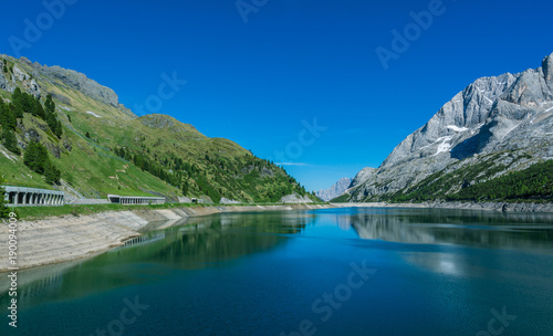Lago Fedaia (Fedaia Lake), Fassa Valley, Trentino Alto Adige, an artificial lake and a dam near Canazei city, located at the foot of Marmolada massif.