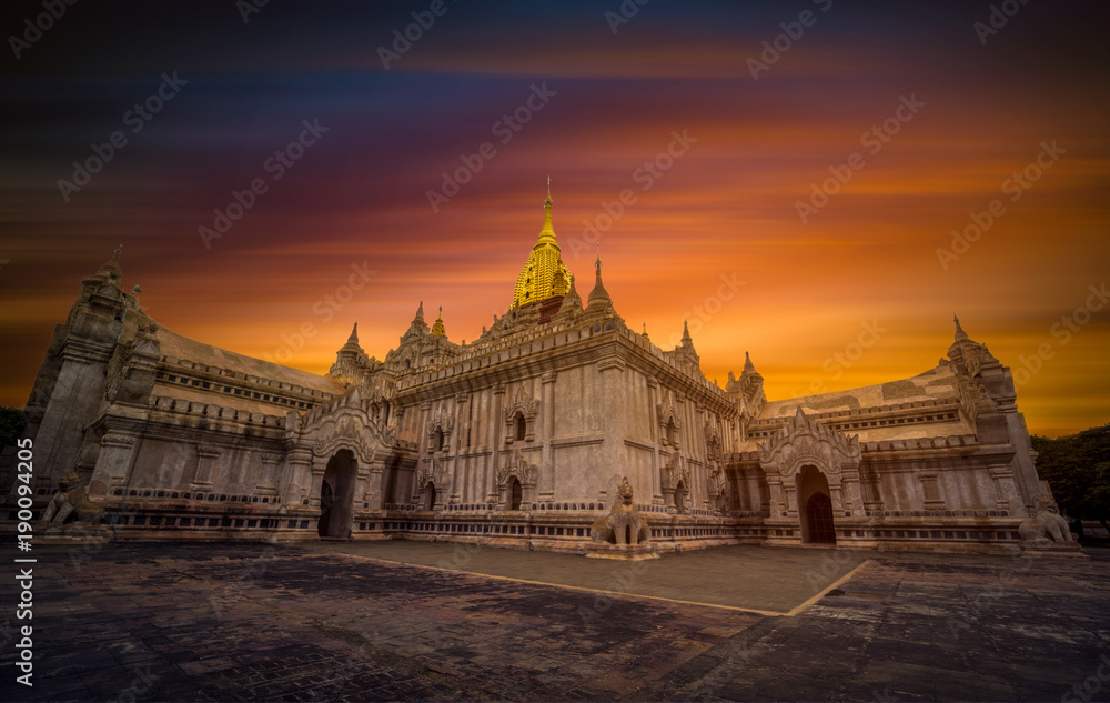 The Ananda temple at sunset in Bagan, Myanmar