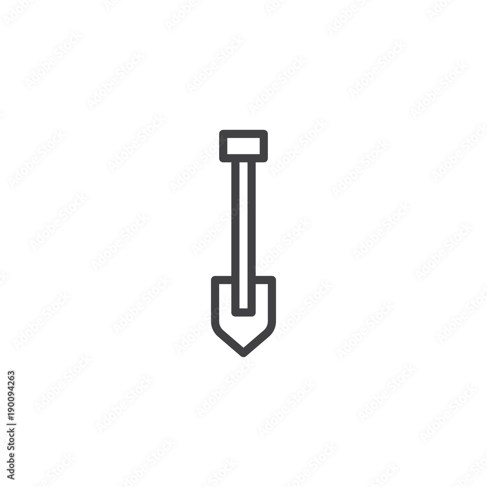 Firefighter Shovel line icon, outline vector sign, linear style pictogram isolated on white. Symbol, logo illustration. Editable stroke Firefighter Shovel line icon, outline vector sign, linear style pictogram isolated on white. Symbol, logo illustration. Editable stroke
