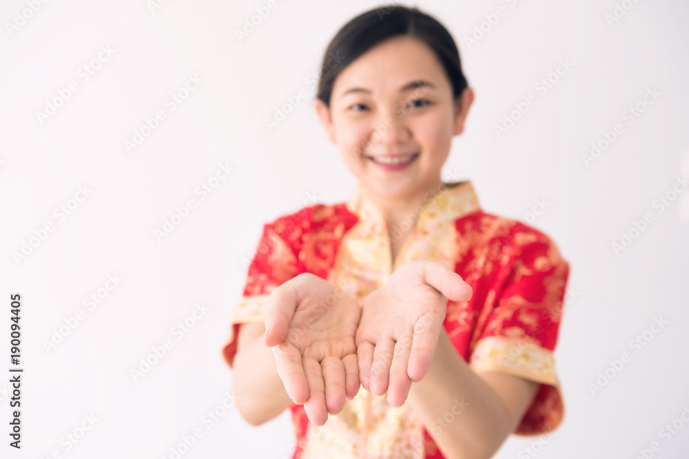Girl ask money during Chinese new year Girl ask money during Chinese new year