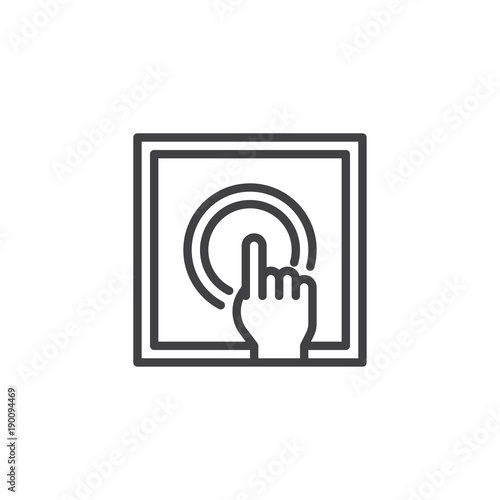 Push alarm button line icon, outline vector sign, linear style pictogram isolated on white. Symbol, logo illustration. Editable stroke