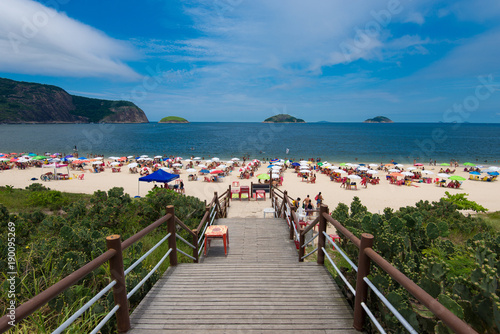 Camboinhas Beach is Full of People During Sunny Summer Day in Niteroi  Rio de Janeiro  Brazil