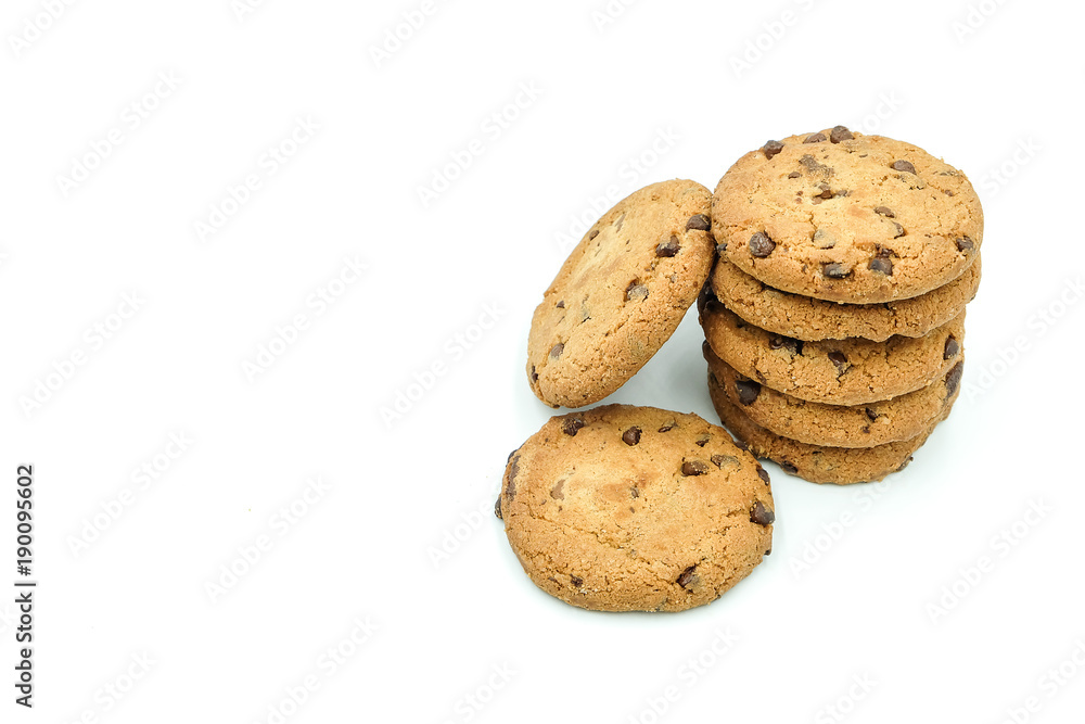 Chocolate chips cookies isolated on white background Chocolate chips cookies isolated on white background