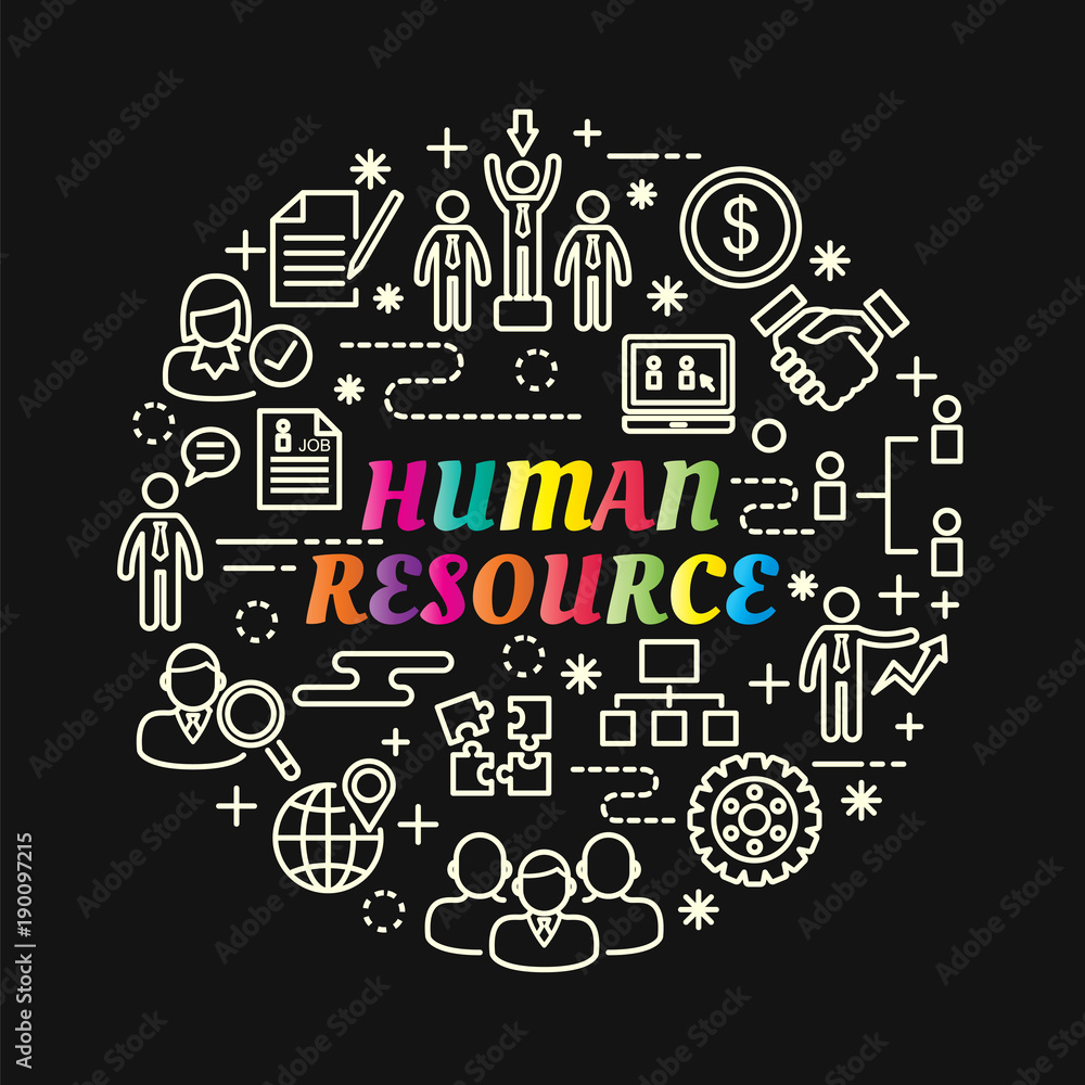 human resource colorful gradient with line icons set human resource colorful gradient with line icons set