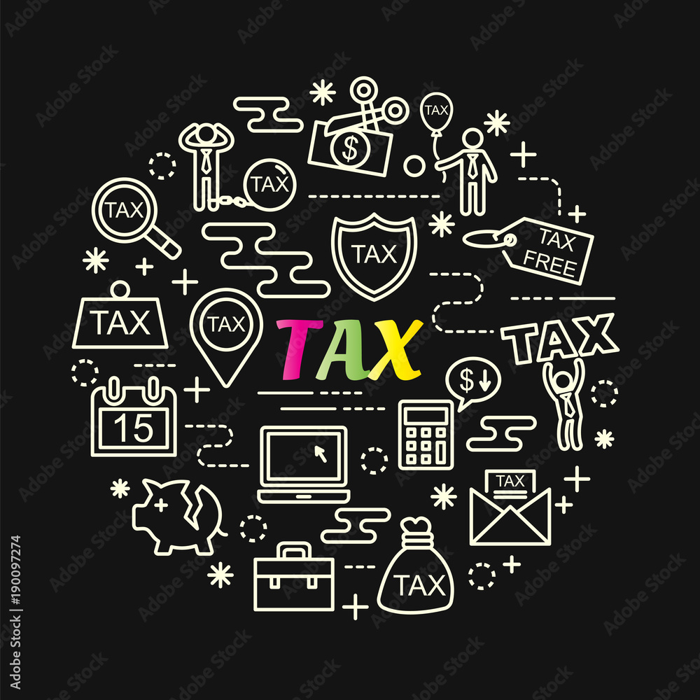tax colorful gradient with line icons set tax colorful gradient with line icons set