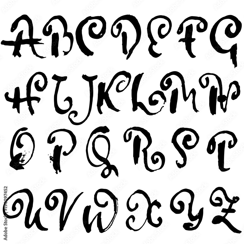 Handdrawn dry brush font. Modern brush lettering. Grunge style alphabet. Vector illustration. Handdrawn dry brush font. Modern brush lettering. Grunge style alphabet. Vector illustration.