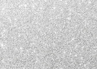 Silver glitter texture white sparkling shiny wrapping paper background for Christmas holiday seasonal wallpaper decoration, greeting and wedding invitation card design element