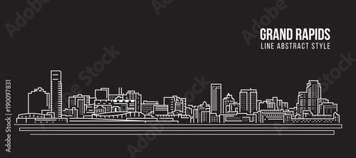 Cityscape Building Line art Vector Illustration design - Grand Rapids city