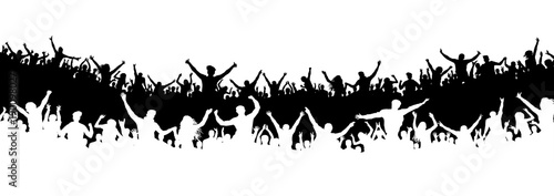 Crowd of people in the stadium. Crowd of sports fans. Silhouette vector. Banner, poster