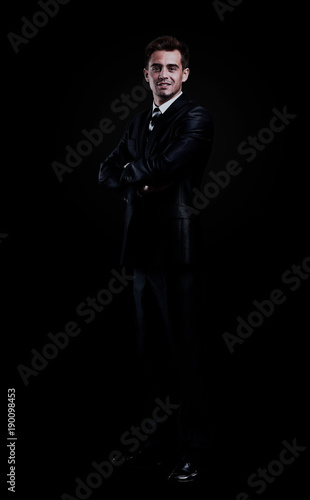 businessman isolated over black background.