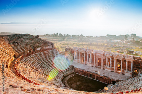 Ruins of ancient Hierapolis Amphi theatre Pamukkale  Denizili  Turkey