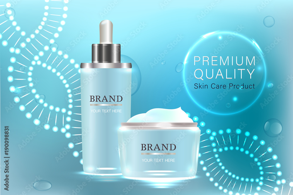 Cosmetic container with advertising background ready to use, luxury skin care ad. illustration vector.