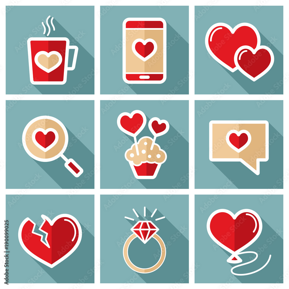 Valentine day set icons Valentine day set icons