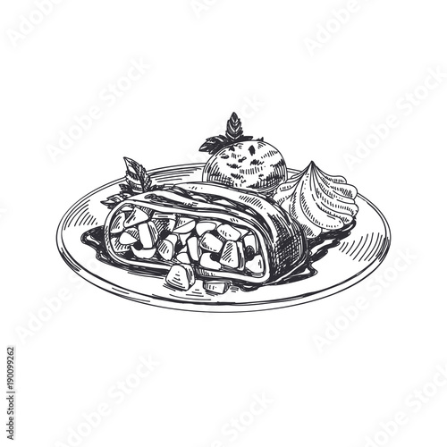 Beautiful vector hand drawn austrian food Illustration. 