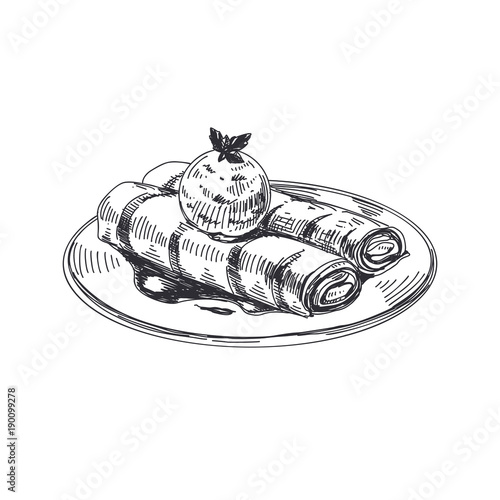 Beautiful vector hand drawn austrian food Illustration. 