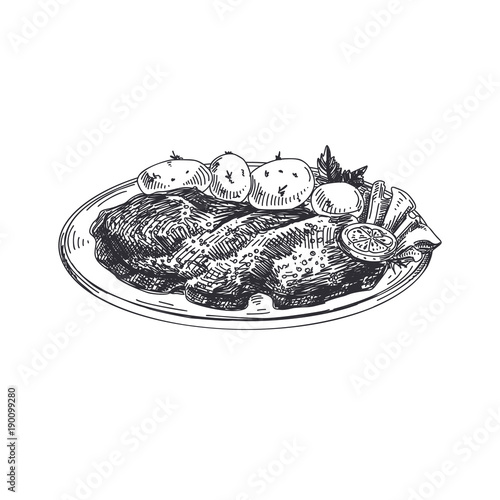 Beautiful vector hand drawn austrian food Illustration. 