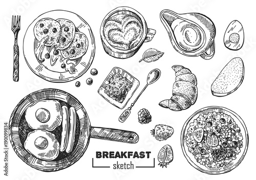Hand drawn vector illustration. Breakfast is a great start of th