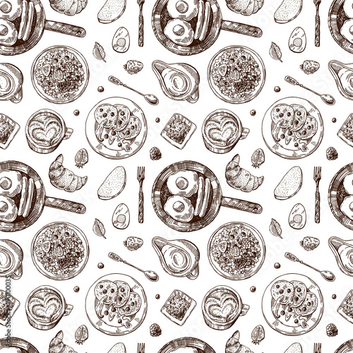 Hand drawn vector illustration. Breakfast is a great start of th