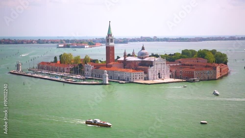 Italy. Venice. View from the belltower of the Saint Mark's Campanile on Grand Canal and San Giorgio Maggiore