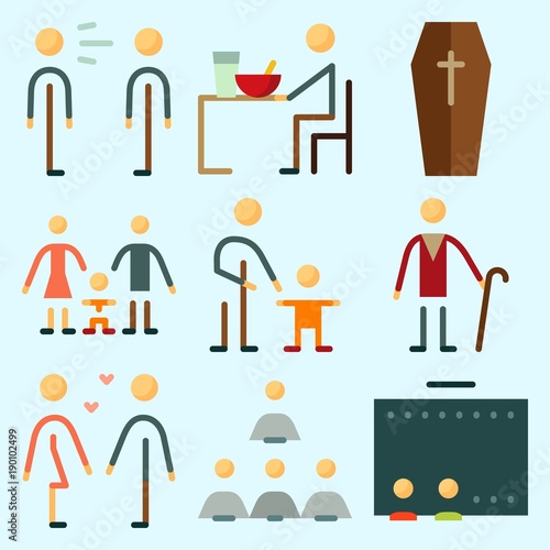 Icons set about Human with humans, boss, elder, scream, eather and boyfriend